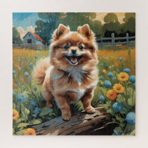 Playful Pomeranian Puppy, Nature-Inspired  Jigsaw Puzzle