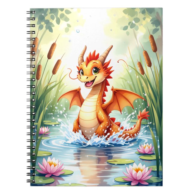 Playful Pond Dragon Notebook (Front)