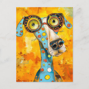 Playful Pop-Art Dog in Bright Hues Postcard
