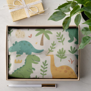 Playful Prehistoric Dinosaur Pattern Kids Birthday Tissue Paper