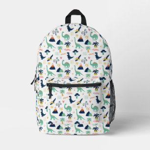 Playful Prehistoric Dinosaur & Volcano Pattern Printed Backpack