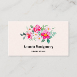 Playful Pretty Pink Flower Bouquet Business Card