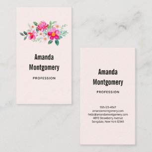 Playful Pretty Pink Flower Bouquet Business Card