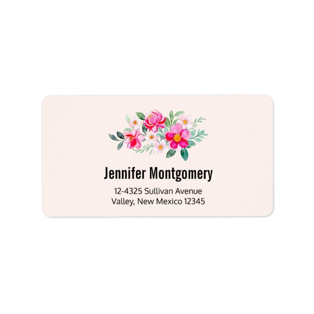 Playful Pretty Pink Flower Bouquet Label (Front)