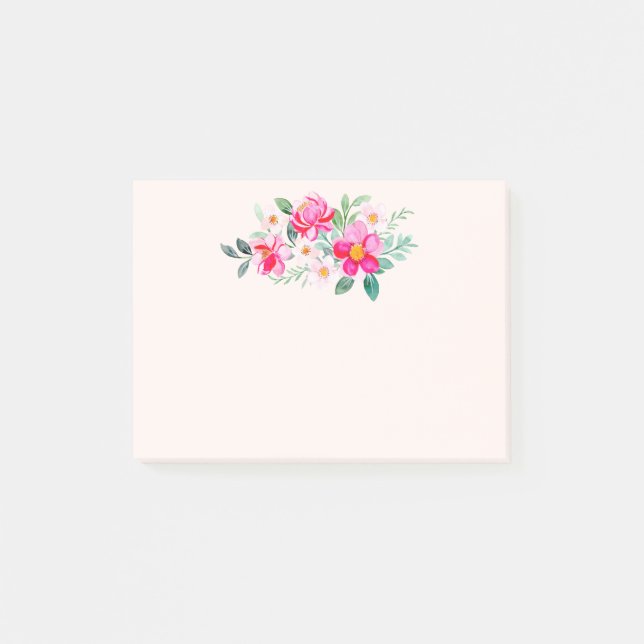 Playful Pretty Pink Flower Bouquet Post-it Notes (Front)