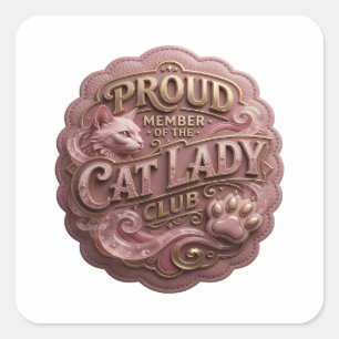 Playful PROUD MEMBER OF THE CAT LADY CLUB Label