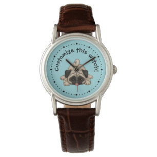 Playful Pug Puppy Personalised Watch