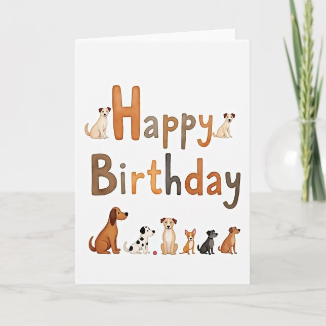 Playful Pup Felt Letter Birthday Card (Front)