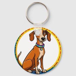 🐶 Playful Pup In Circle Frame For Daily Carry 🐶 Key Ring