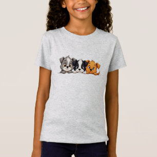 Playful Puppies Cartoon – Funny Dog Expressions T-Shirt