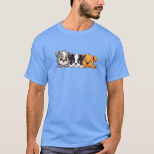 Playful Puppies Cartoon – Funny Dog Expressions T-Shirt