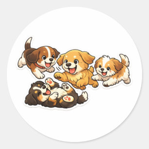 Playful Puppies Sticker – Cute Cartoon Dog Design