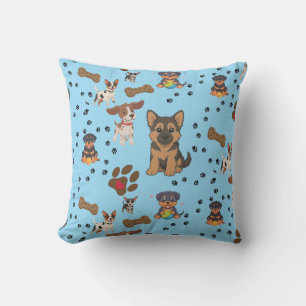 Playful puppy love pups and friends cushion