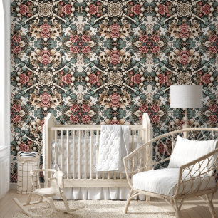 Playful Pups & Blossoming Vines Wallpaper