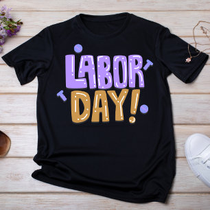 Playful Purple and Brown Labour Day T-Shirt