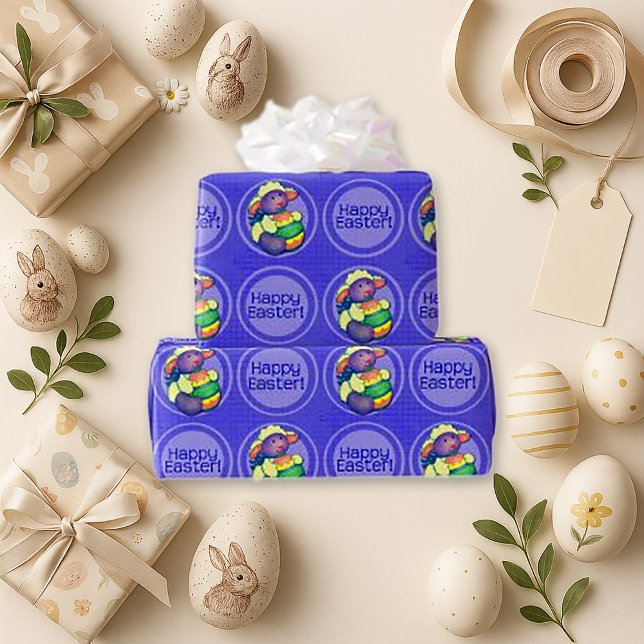 Playful Purple Cartoon Lamb Easter  Wrapping Paper (Creator Uploaded)