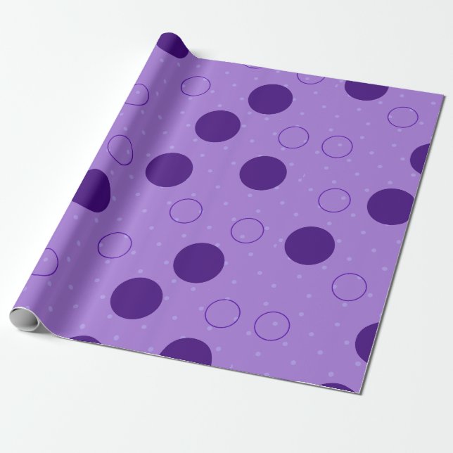 Playful Purple Circle Pattern Unique, Modern Gift Wrapping Paper (Unrolled)