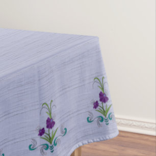 Playful Purple Flower w/Tumbling Teal Swirls60x84 Tablecloth
