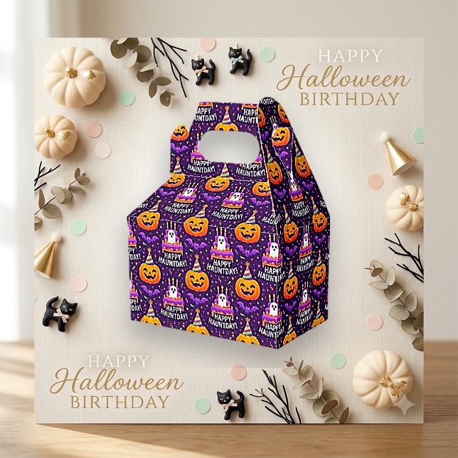 Playful Purple Halloween Ghost Pumpkin Pattern Favour Box (Creator Uploaded)