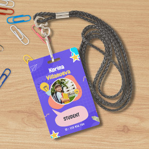 Playful Purple Student ID Card ID Badge