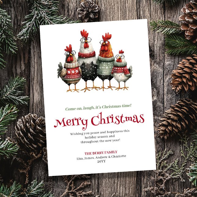 Playful quirky chickens Christmas greeting card (Playful quirky chickens Christmas greeting card

)