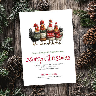 Playful Quirky Chickens Holiday Greeting Card