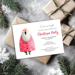 Playful quirky pink santa Christmas invite