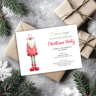 Playful Quirky Pink Santa Holiday Greeting Invitation