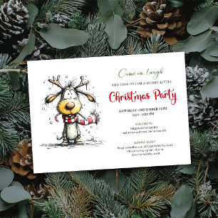 Playful quirky reindeer Christmas party invite