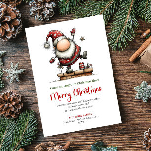 Playful Quirky Santa Classic Christmas Greeting Holiday Card