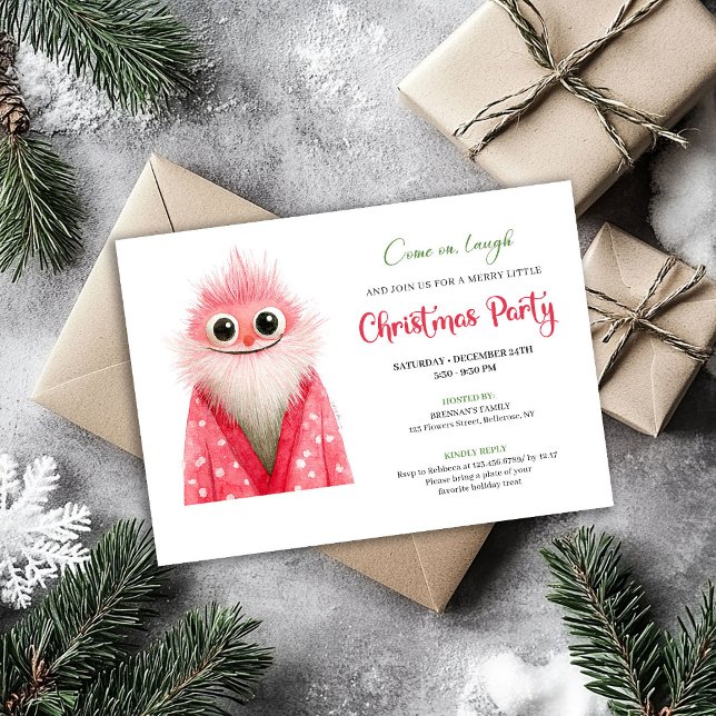 Playful Quirky Santa Modern Holiday Party Card (Playful Quirky Santa Modern Holiday Party Card)