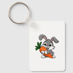 Playful rabbit with a big carrot key ring