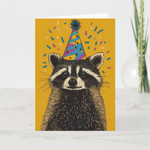 Playful Racoon Birthday Party Greeting Card