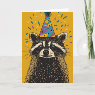 Playful Racoon Birthday Party Greeting Card