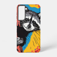 Playful Racoon: Vibrant Pop Art Wildlife Illustra