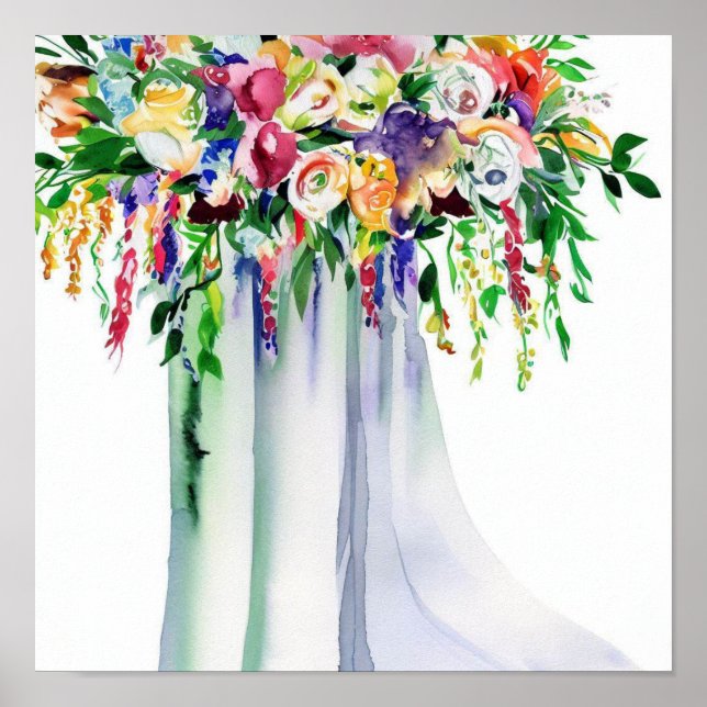 Playful Rainbow, Bridal Cascading Bouquet 2, Poster (Front)