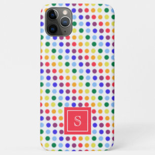 Playful Rainbow Polka Dots Personalised Monogram Case-Mate iPhone Case