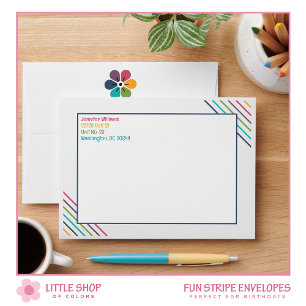 Playful Rainbow Stripe Birthday Fun Kids Envelope