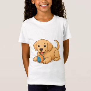 Playful Realistic Dog with Ball – Cute Animal Des T-Shirt