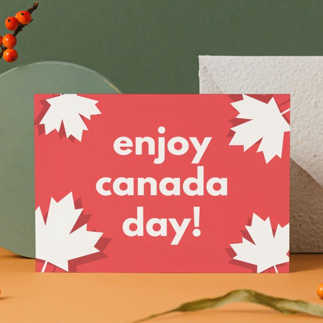 Playful Red and White Modern Maple Leaf Postcard (Creator Uploaded)