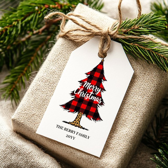 Playful red black plaid gift tag custom holiday   (Playful red black plaid gift tag custom holiday art

)