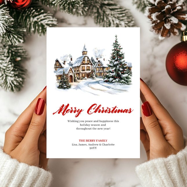 Playful Red Green Christmas Scene Greeting Card (Playful Red Green Christmas Scene Greeting Card)