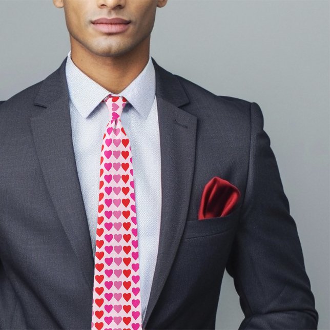 Playful Red Pink Fuchsia Hearts Valentine Pattern  Tie (Creator Uploaded)