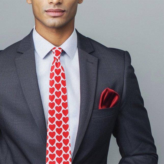 Playful Red Pink Hearts Valentine Pattern  Tie (Creator Uploaded)