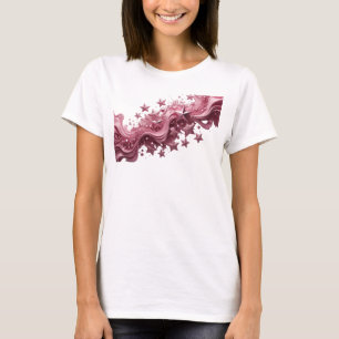 Playful Red PINK STARS Text Design T-Shirt