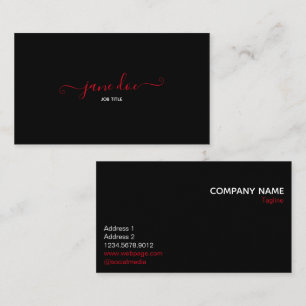 Playful Red Stylish Business Brand Identity Black Card