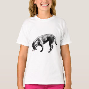 Playful Red Tongue Labrador Sniffing Ink Art T-Shirt