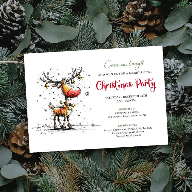 Playful Reindeer Festive Celebration Invitation (Playful Reindeer Festive Celebration Invitation)