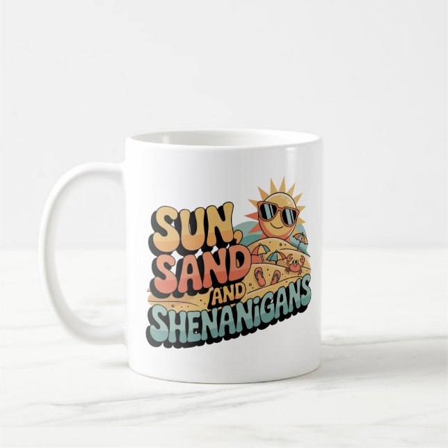Playful Retro Beach Sun Quote Colourful Summer Coffee Mug (Left)