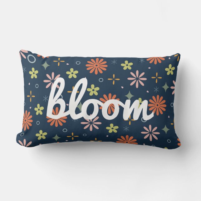 Playful Retro Bloom Lumbar Cushion (Front)